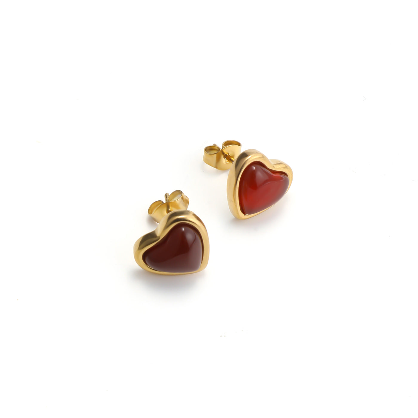 SONJA-JELLY HEART STUD EARRINGS STAINLESS STEEL-GOLD