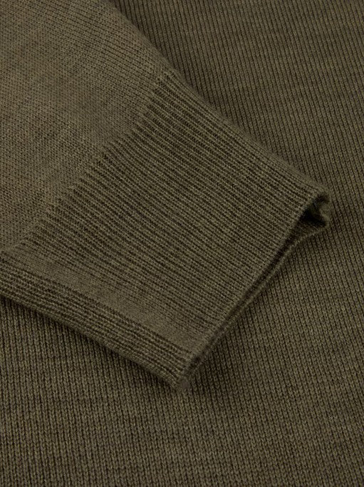 Sweater Knitted Crew Neck Merino Wool Green