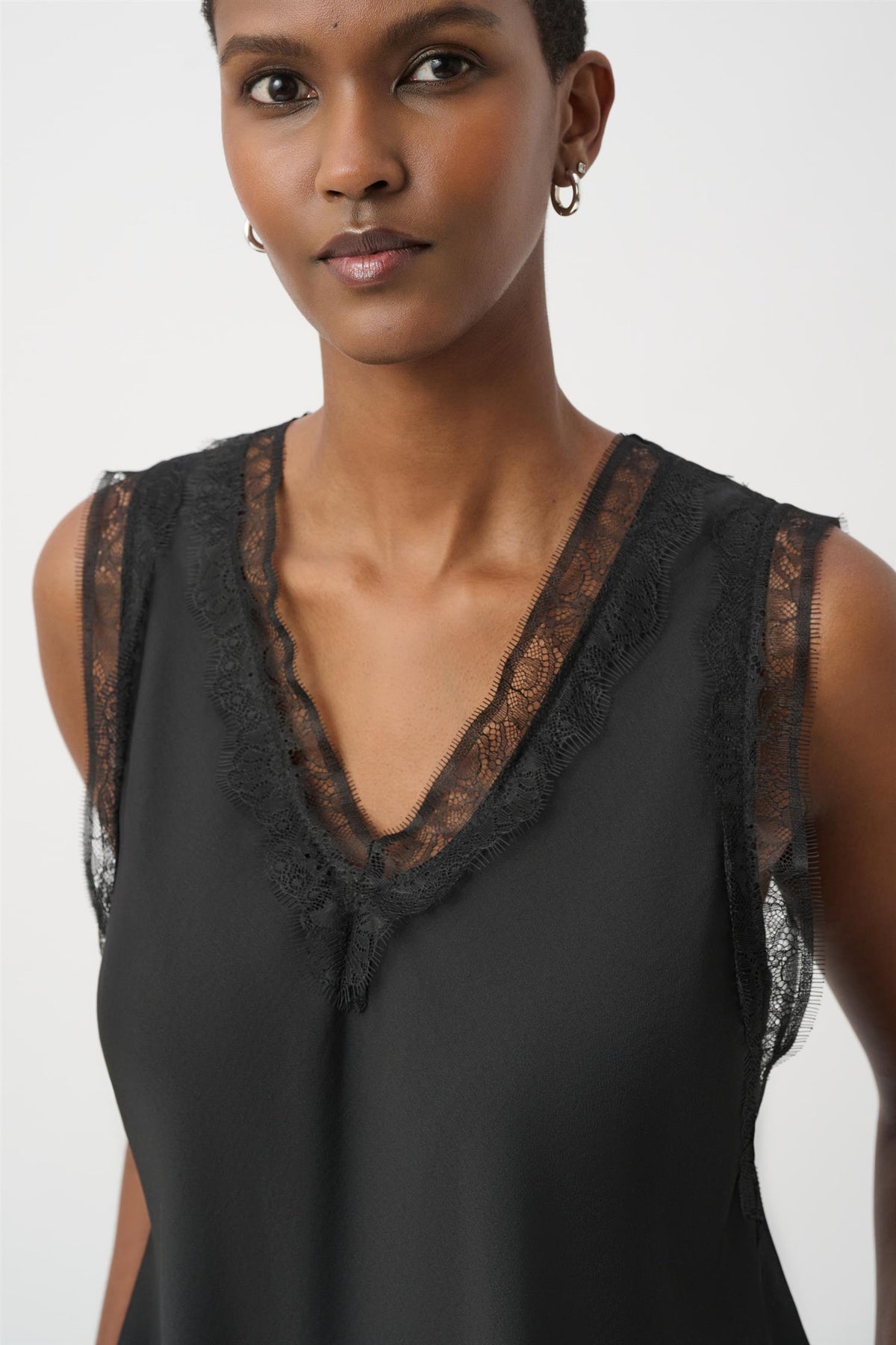 Recycled Satin Sleeveless Top Black