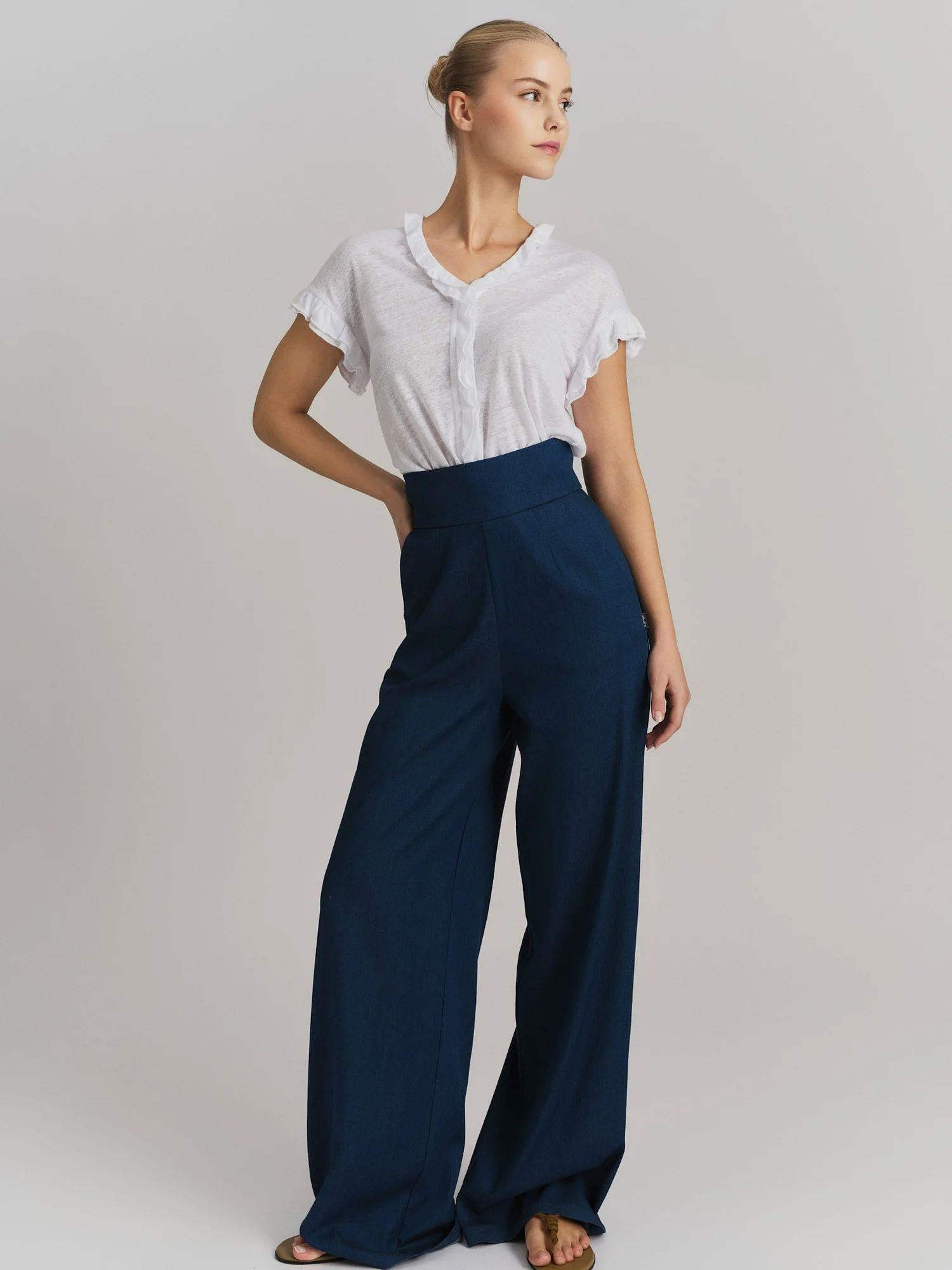 Felica Tencel Pants Dark Blue