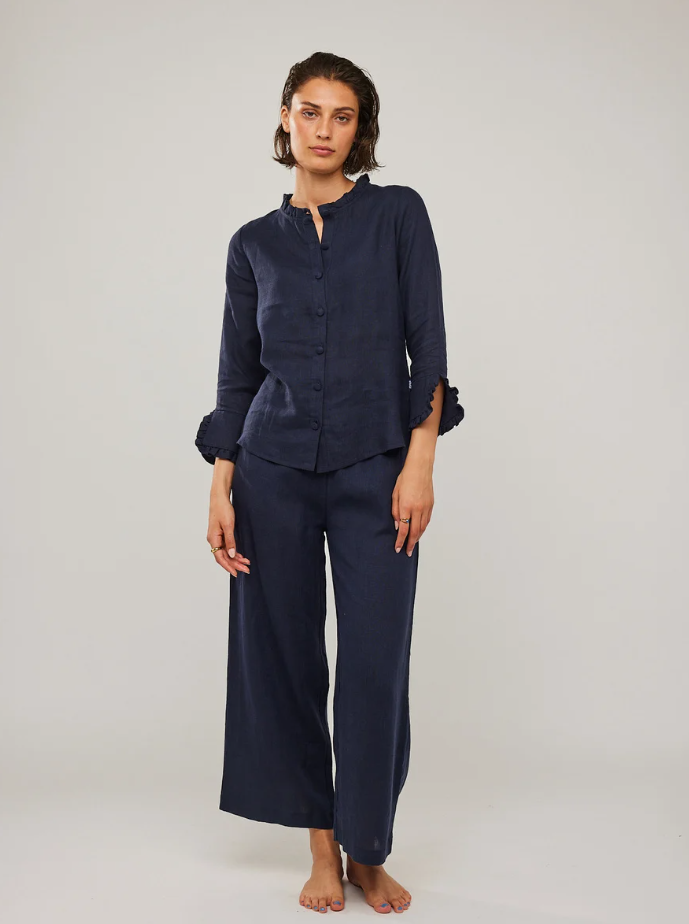 Clarion linen shirt-navy