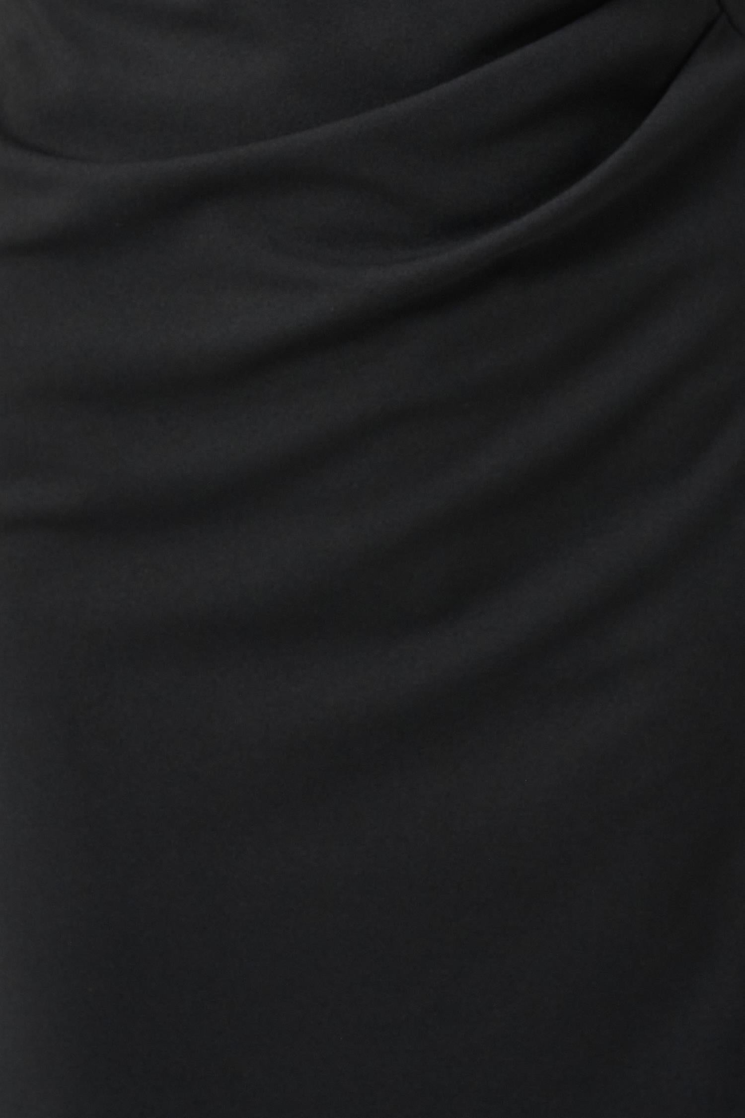 Scuba Crepe Sheath Gown With Rhinestones Piping Black