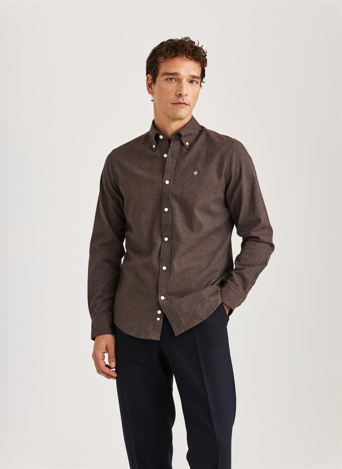 Watts Flannel Shirt-Slim Fit Brown