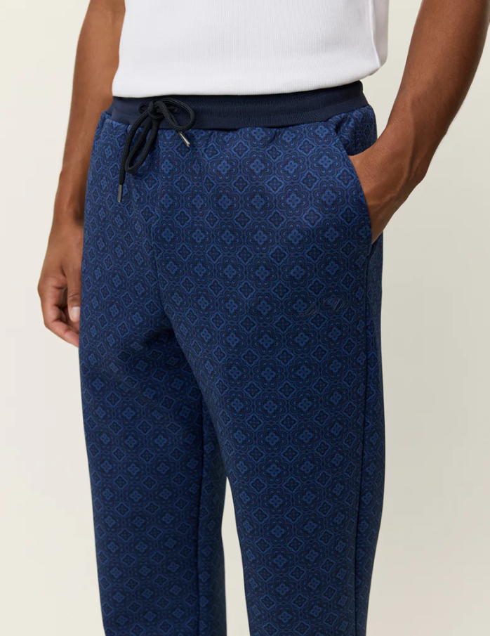 Ballier AOP Crew Casual Track Pants Dark Denim Blue