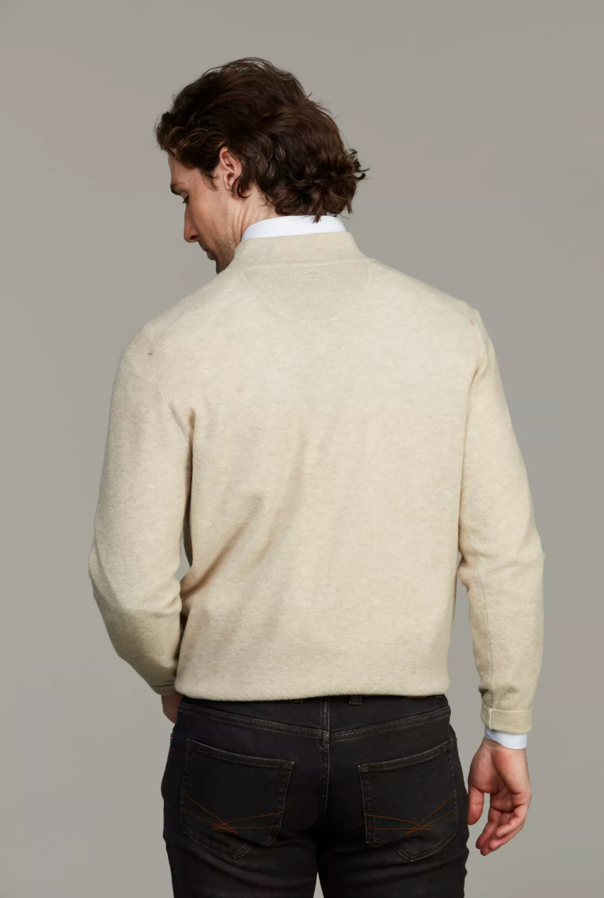 Geelong Half Zip Cable Knit Irish White