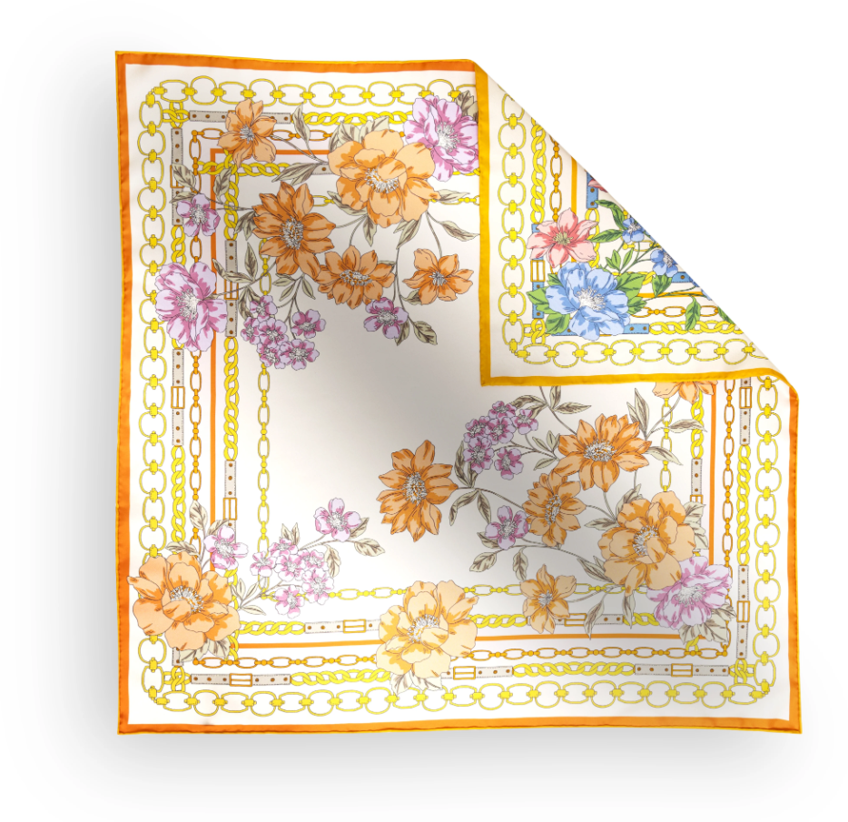 Fleur De Chaine Scarf 90x90 Orange/Multi