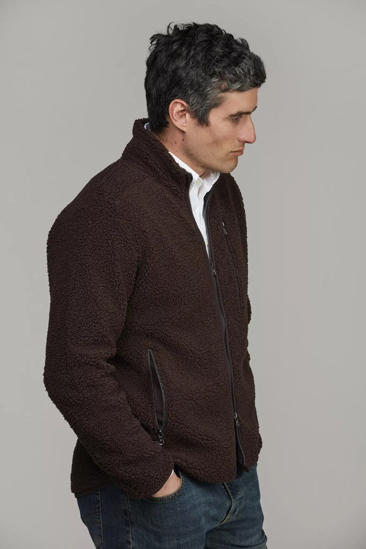 PILE FLEECE JACKET DARK BROWN