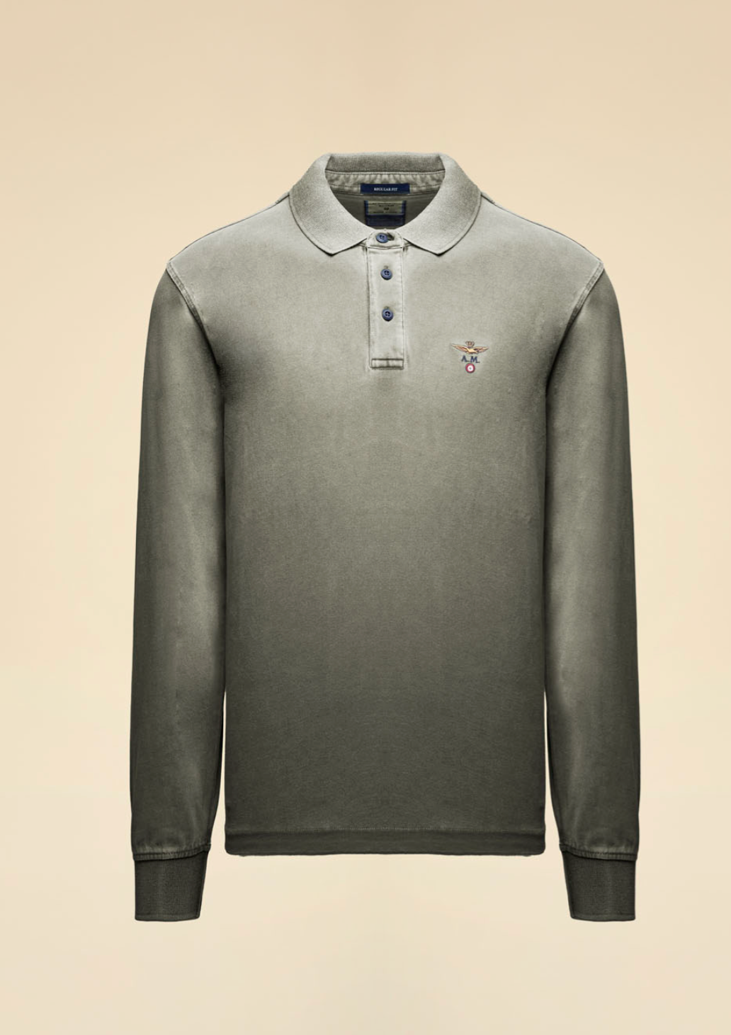 Faded Long Sleeve Polo Caffelatte