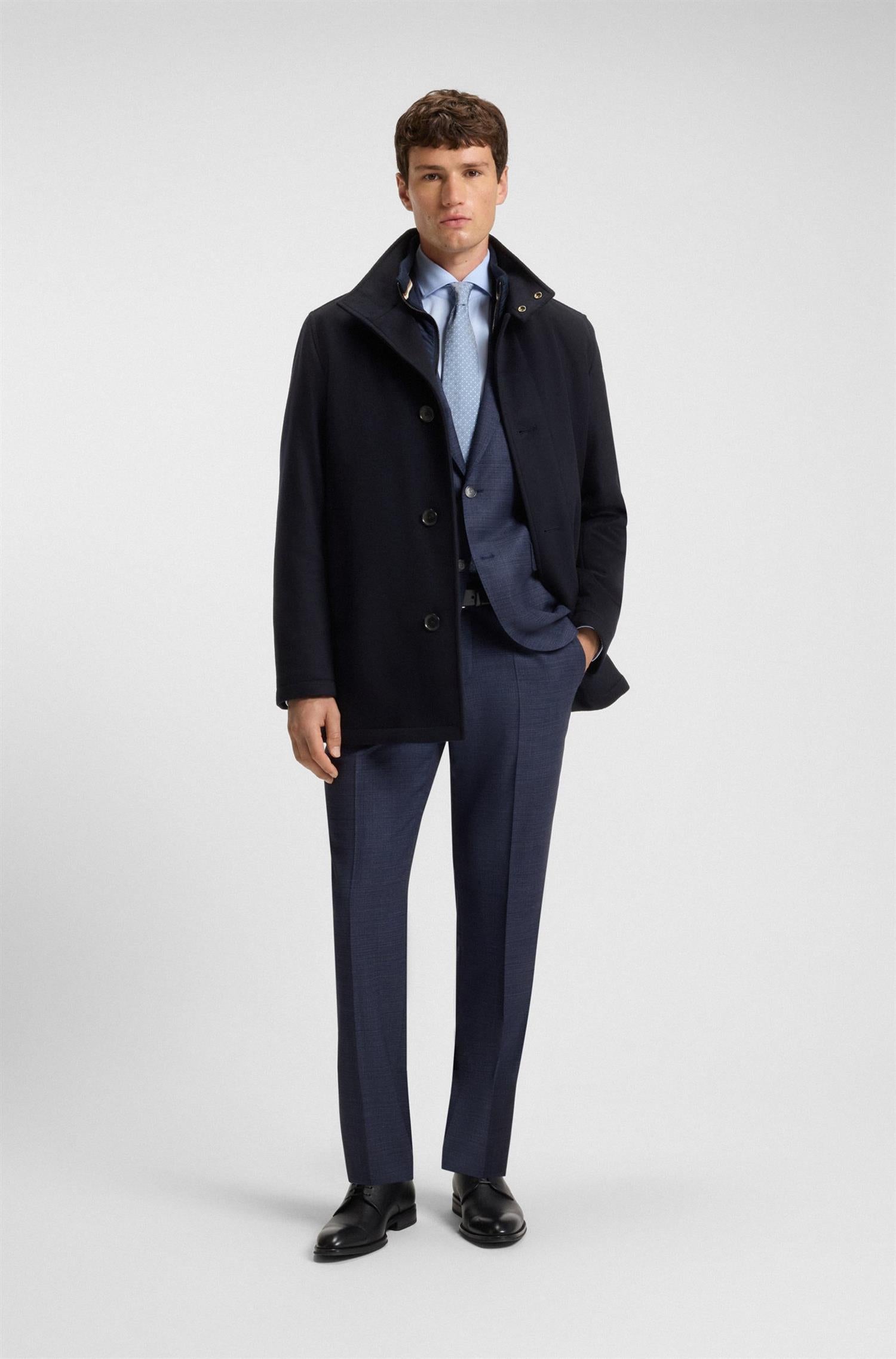 H-Coxtan Wool and Cashmere coat Navy