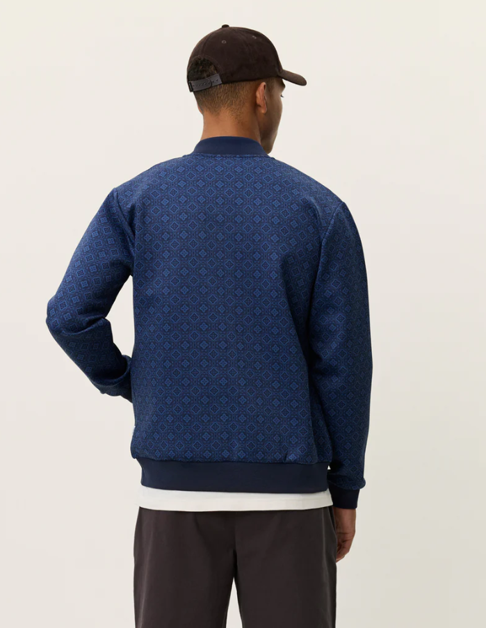 Ballier AOP Crew Bomber Jacket Dark Denim Blue