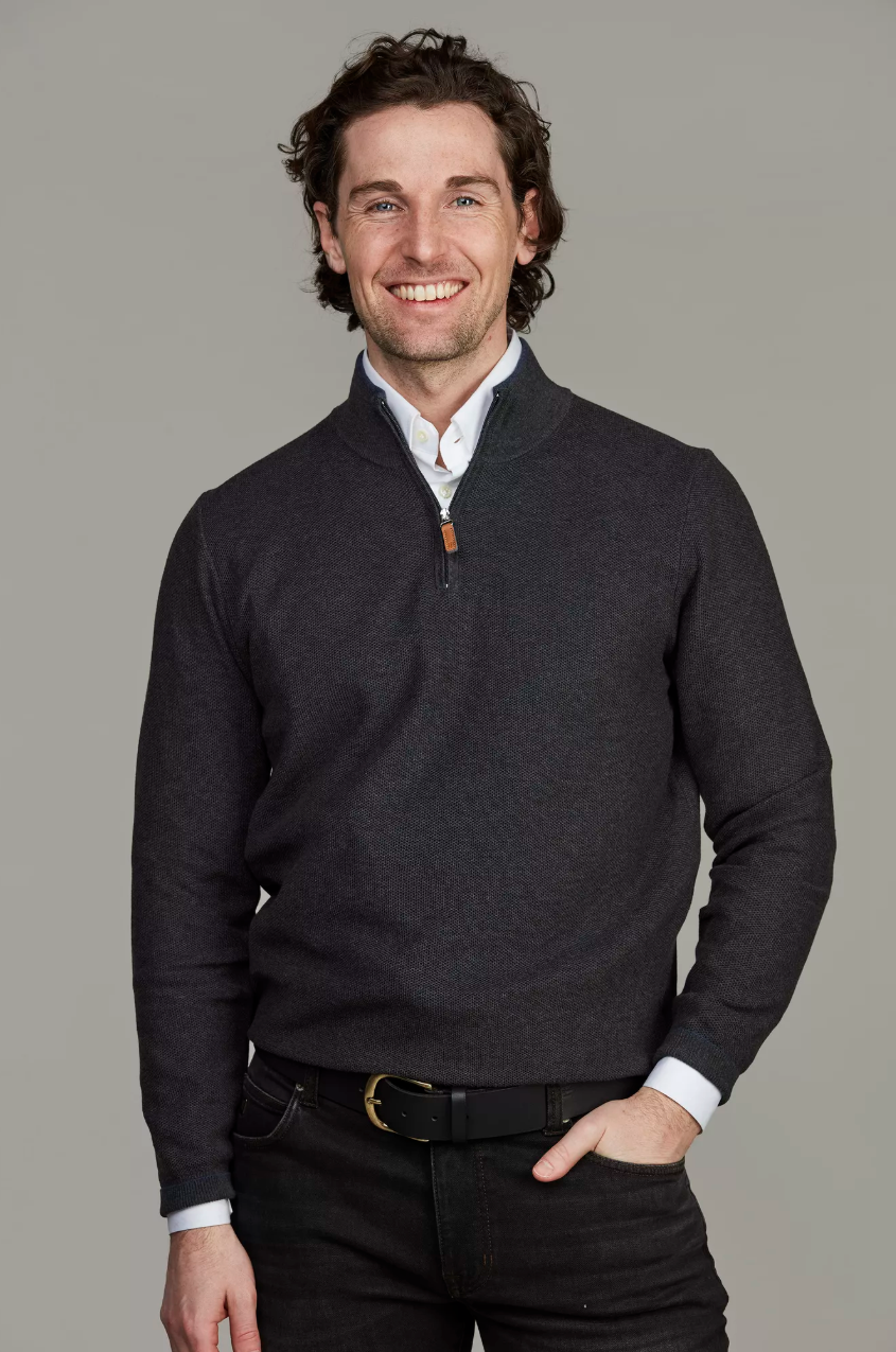 Half Zip Structure Knit Antracit