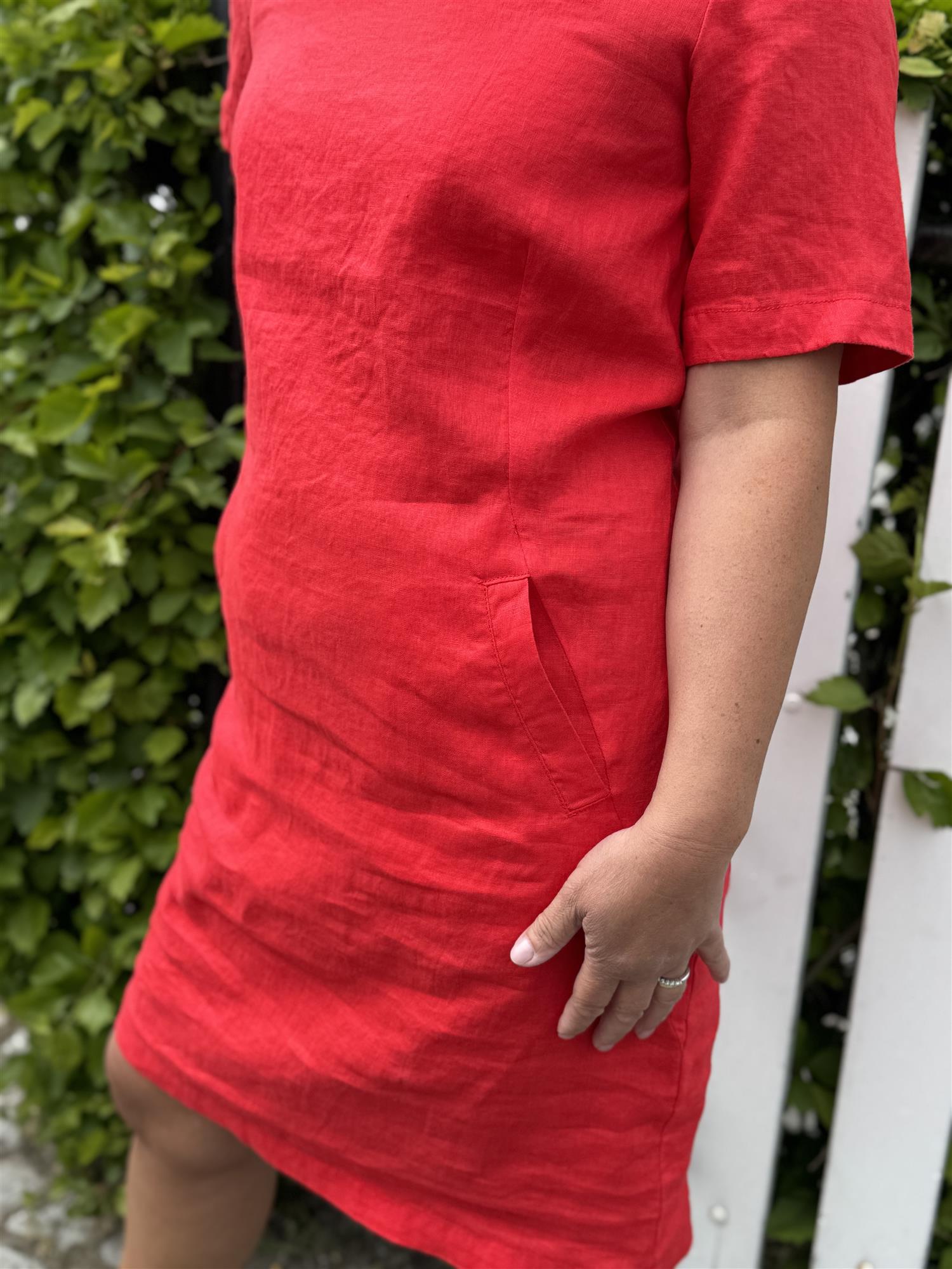 Miami linen dress Red