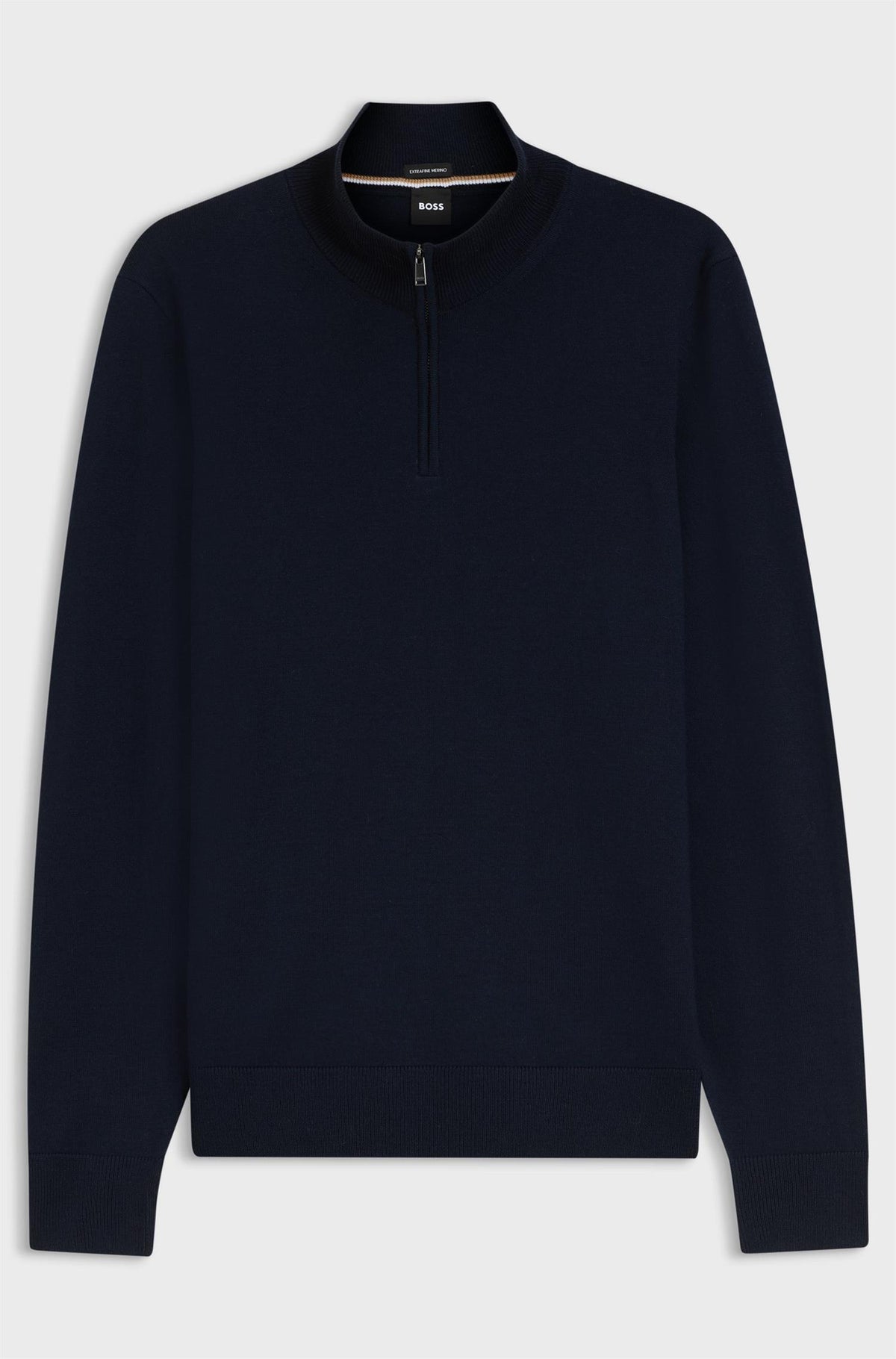 H-Ebenji Merino Wool Zip Sweater  Dark Blue