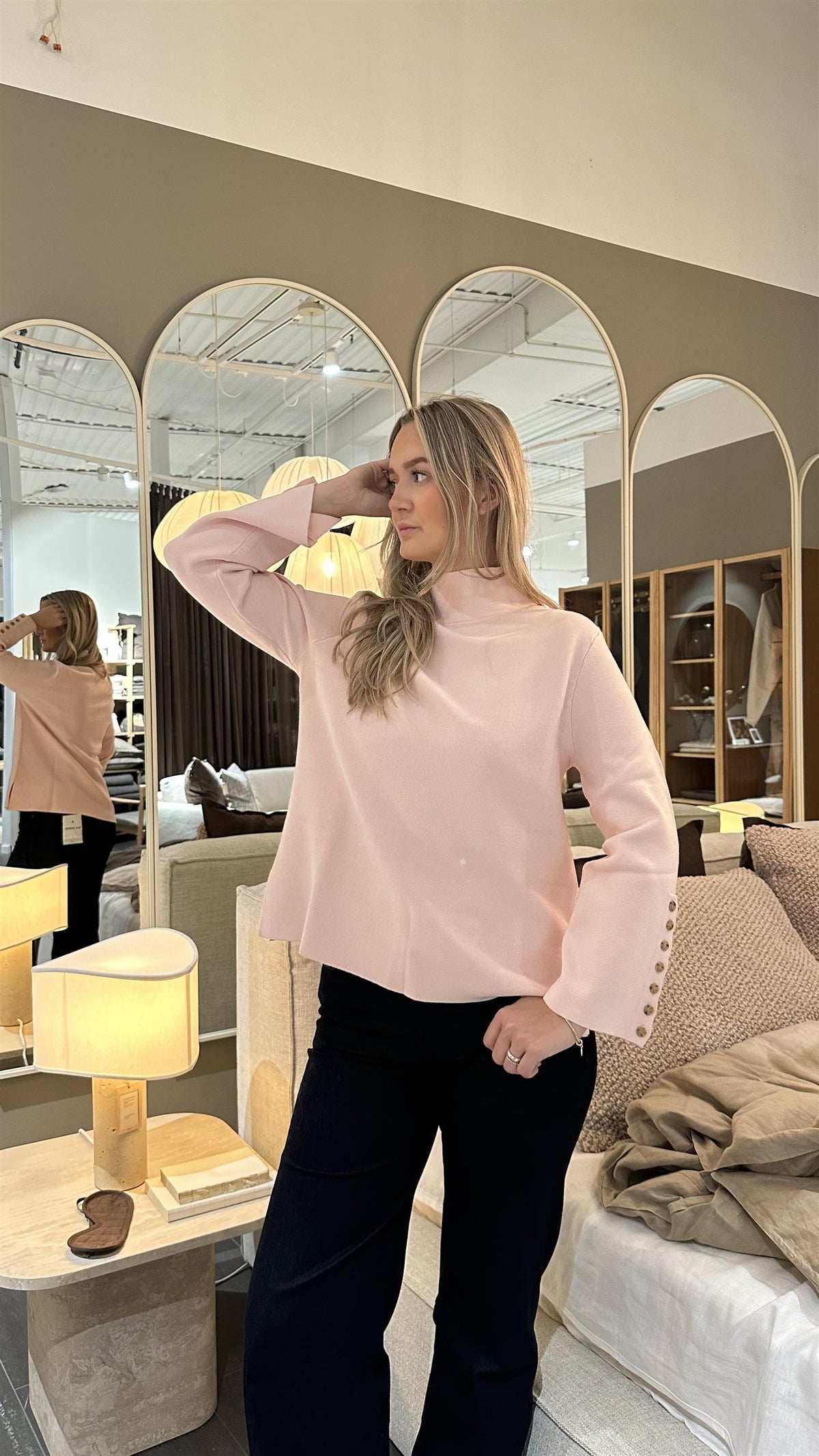 Ginny Button Pullover Rose