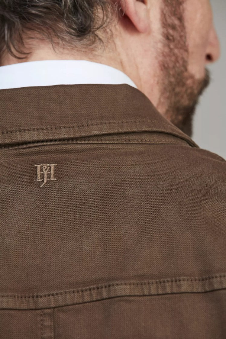 HERRINGBONE STRETCH OVERSHIRT BROWN