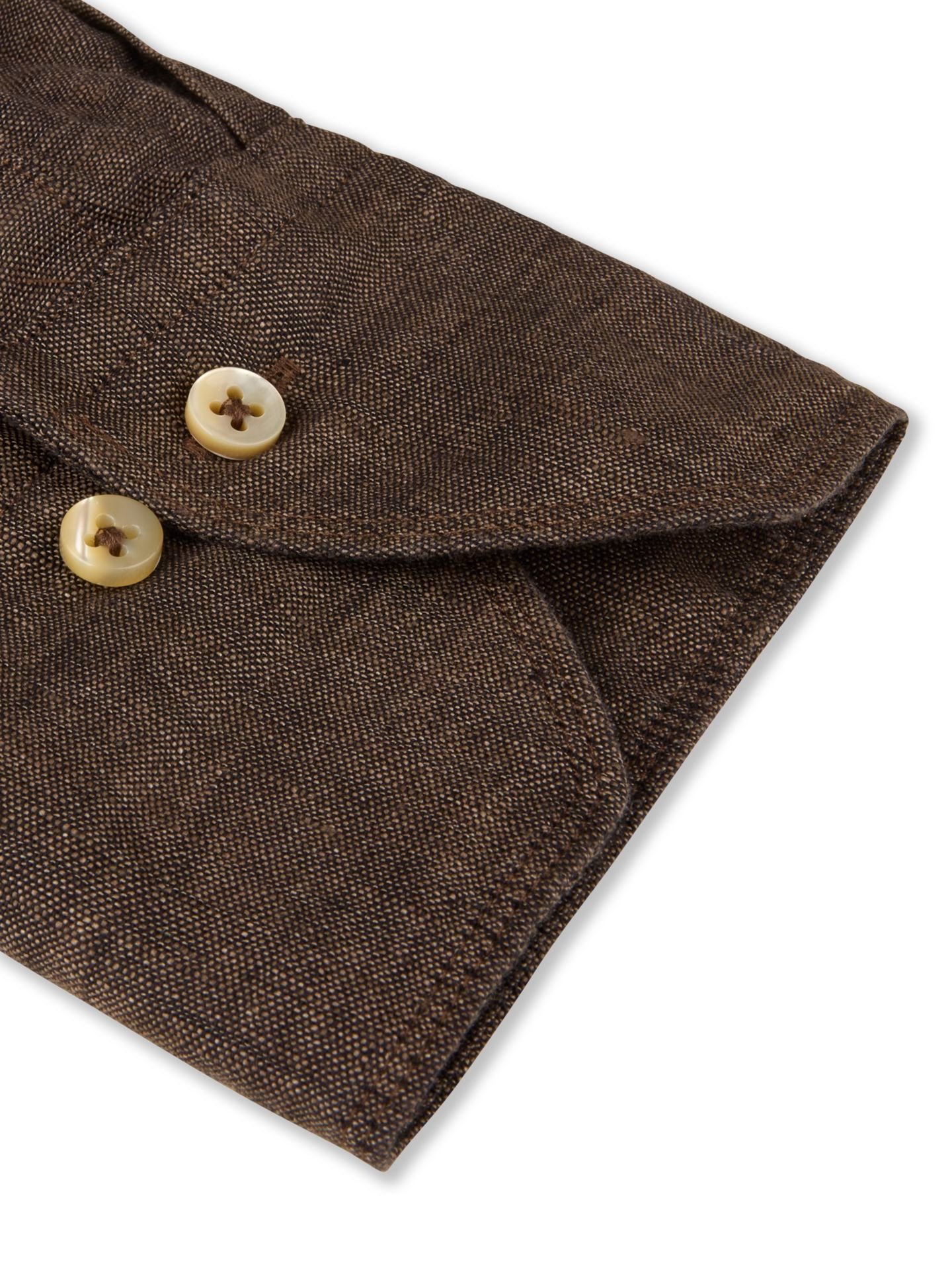 Regular Dark Brown Linen Casual Shirt