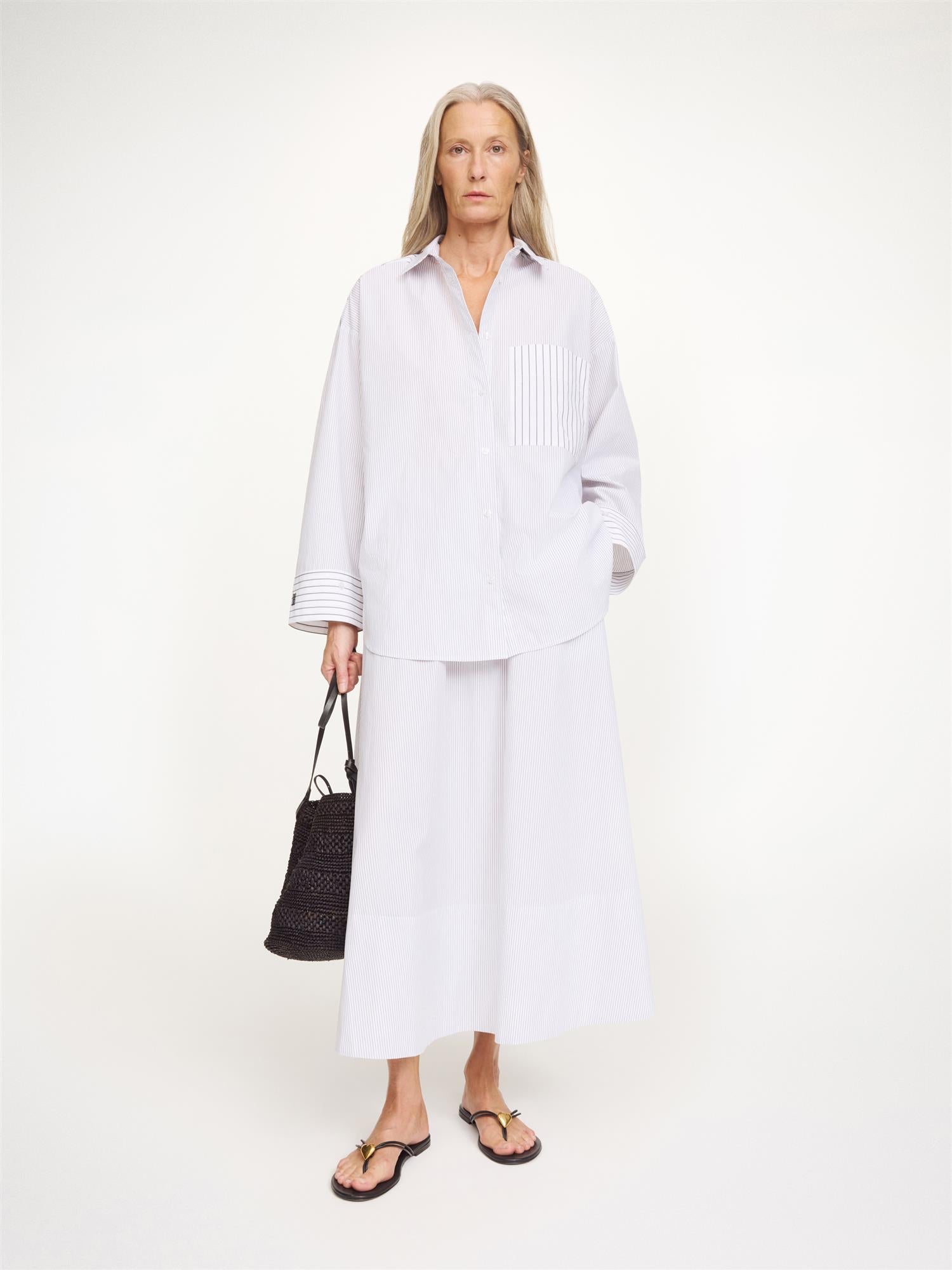 Derris Top Black White Mix Stripe