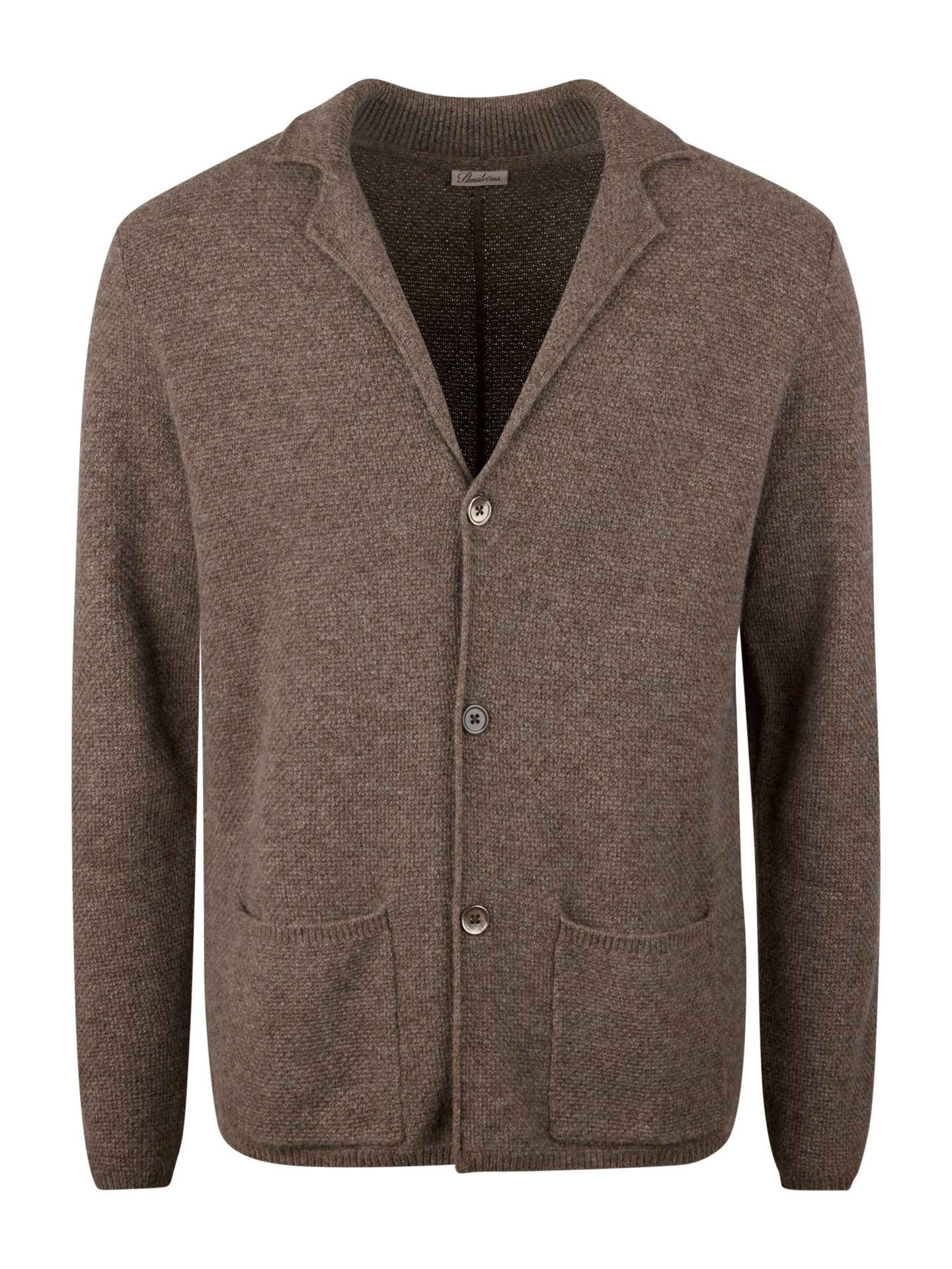 Cardigan Knitted Texture Yak / Merino Wool Light Brown