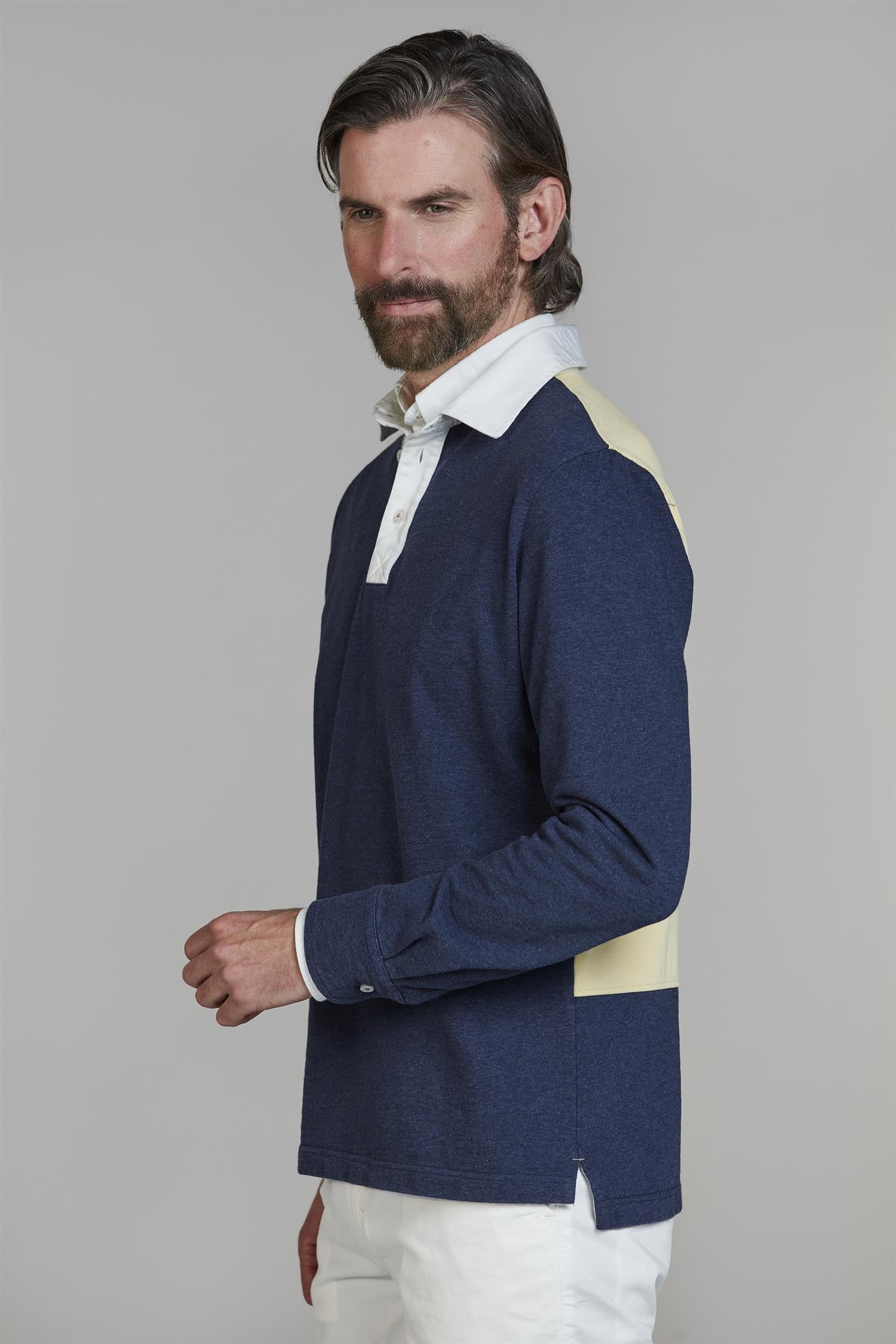 Stripe Back Rugger Navy