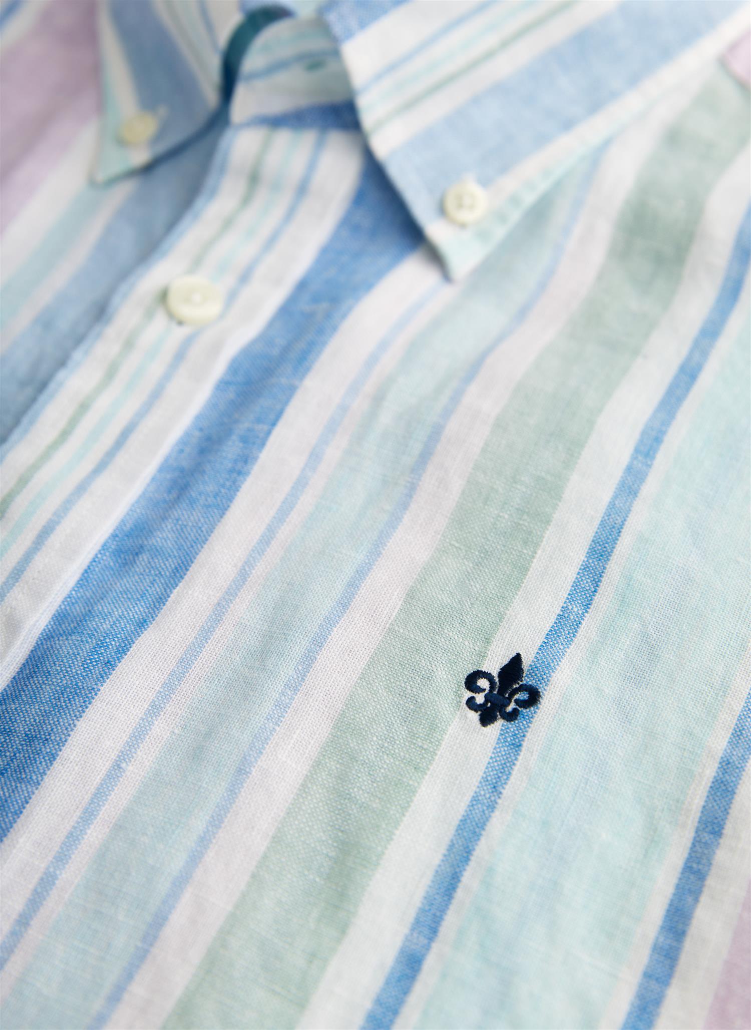Happy Linen Stripe Shirt Turquoise