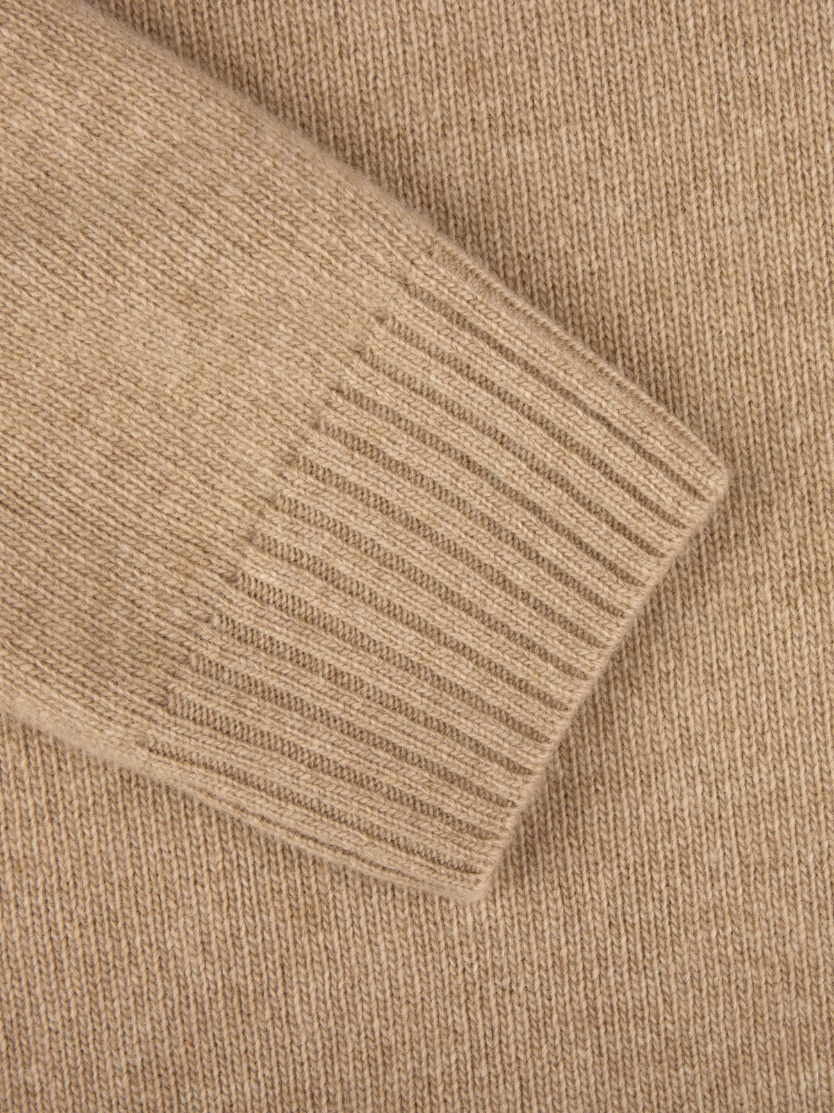 Pullover Knitted Half Zip Carded Merino Wool Beige