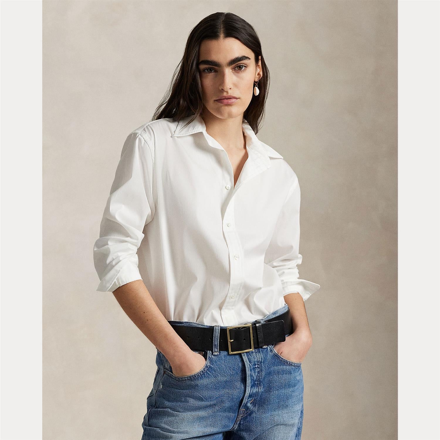Oversized Fit Cotton Shirt white
