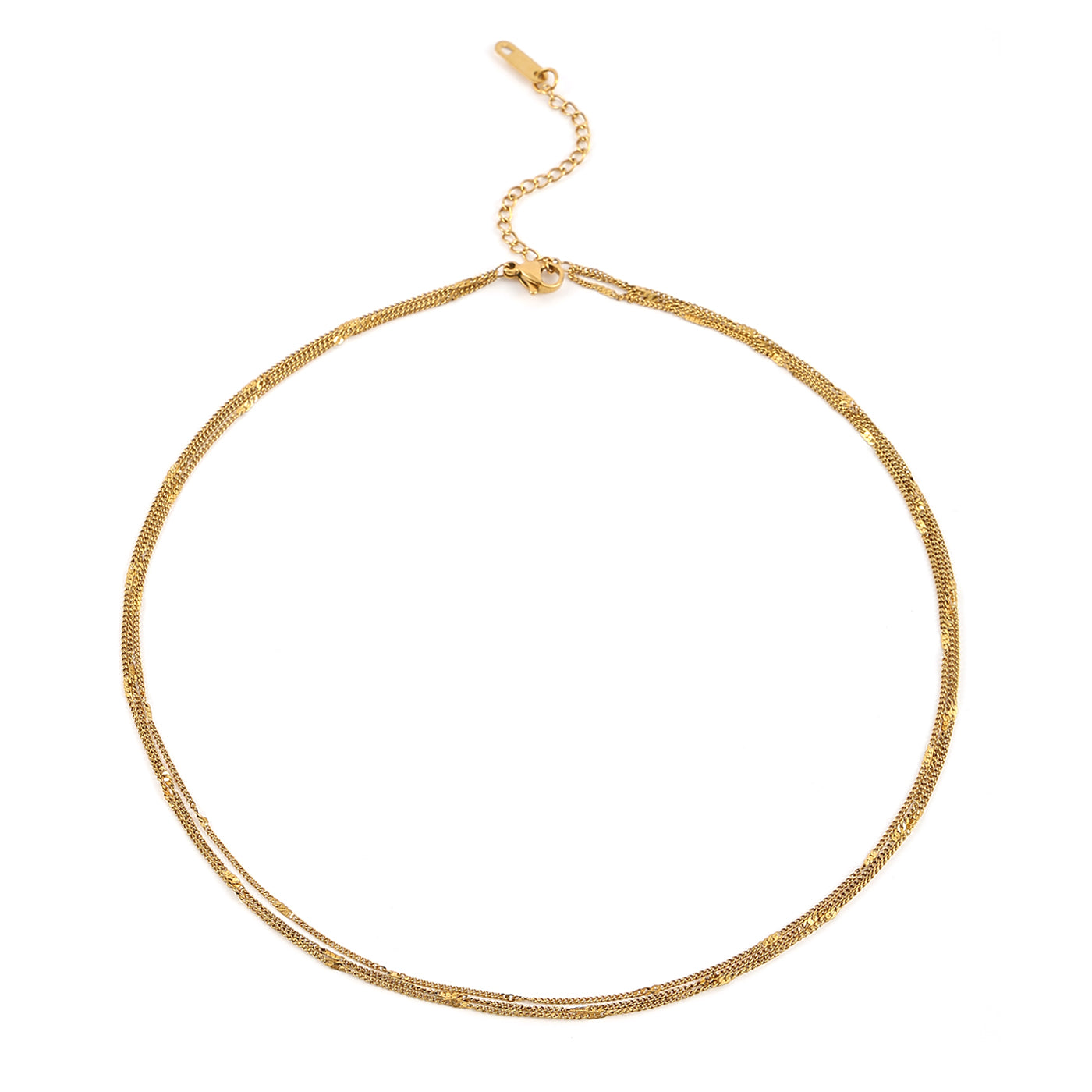 MIKA-MULTI CHAIN NECKLACE STAINLESS STEEL-GOLD