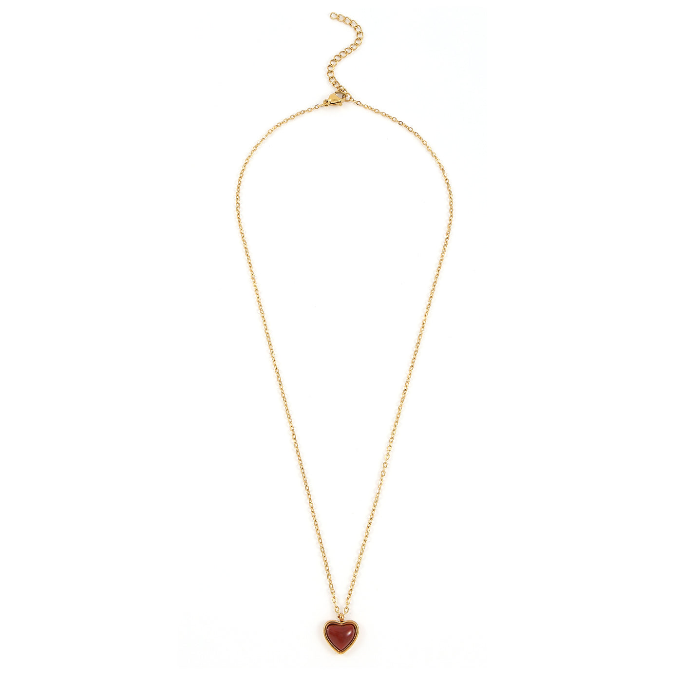 SONJA-JELLY HEART DANGLING NECKLACE GOLD STAINLESS