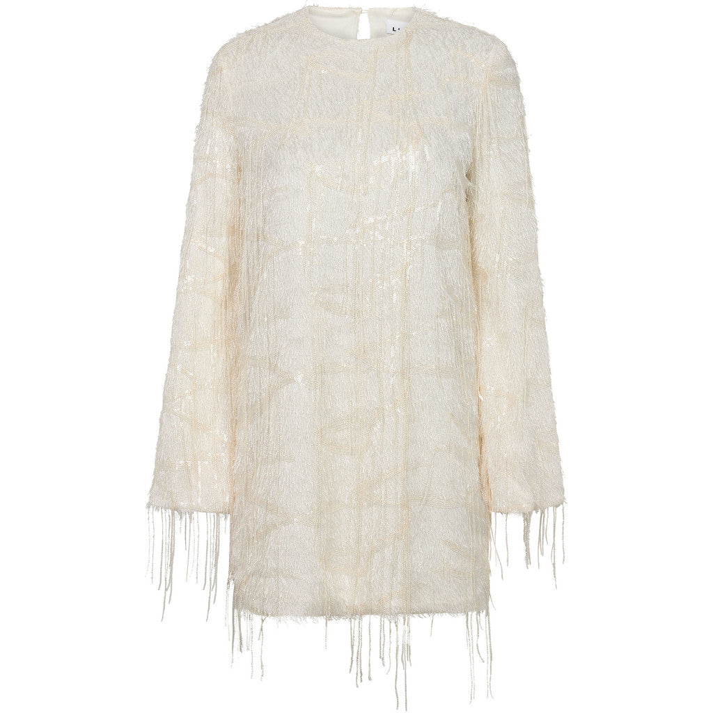 Sequin Fring Midi Dress Pearl