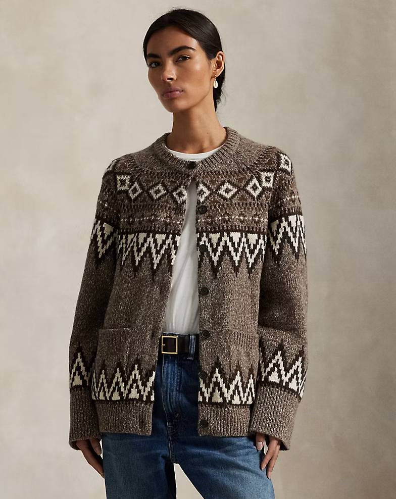 Fair Isle Wool-Blend Cardigan Mushroom Multi