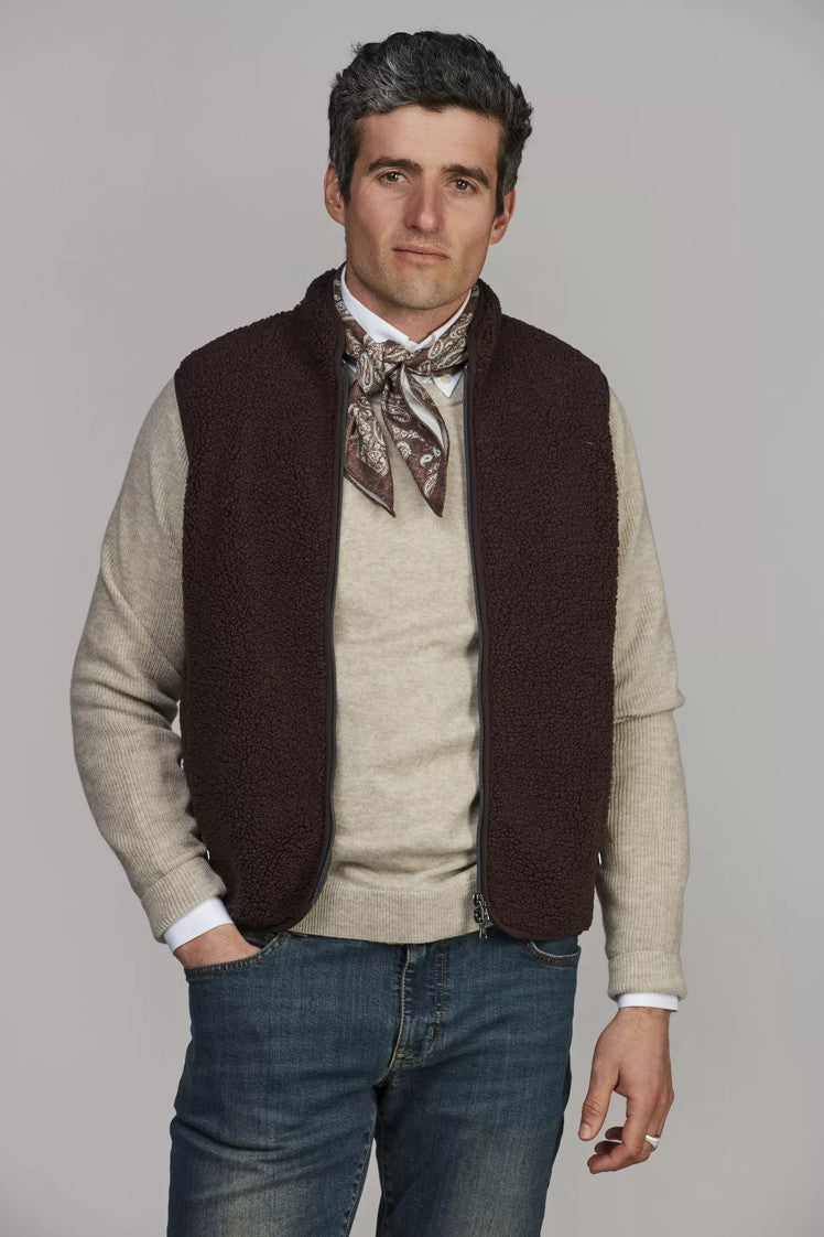 PILE FLEECE VEST DARK BROWN