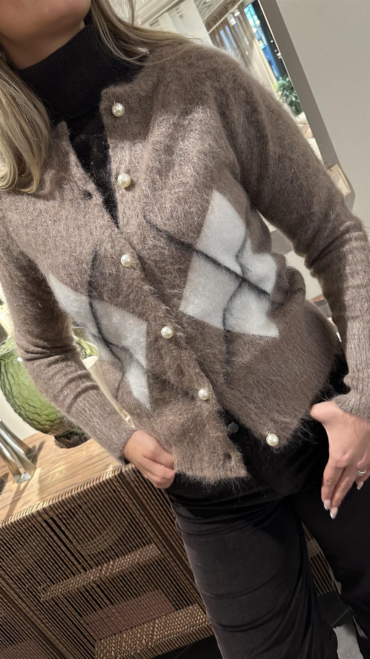 Nora Mohair Cardigan Taupe