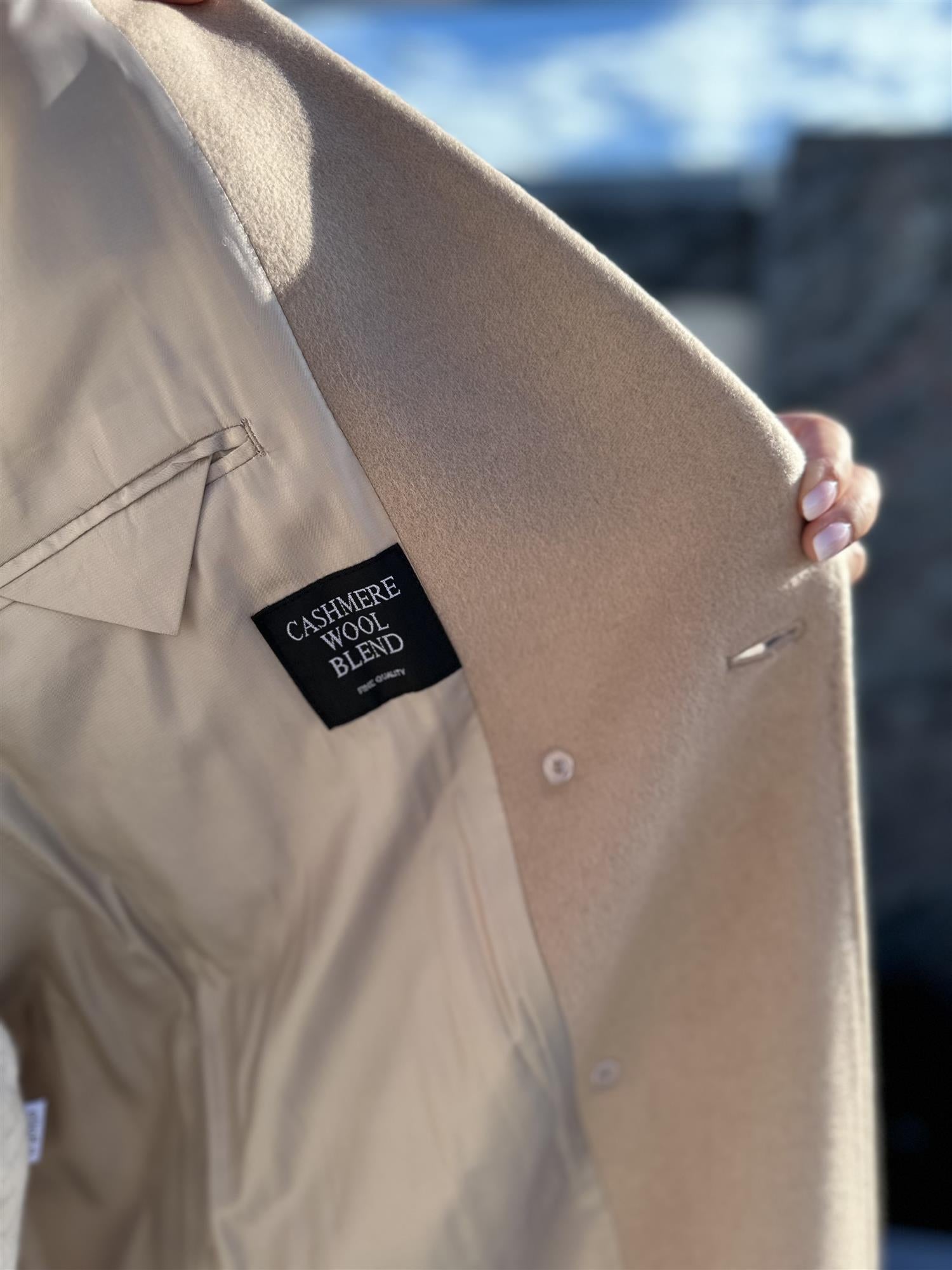 Cashmere Coat W Sedum X Long Light Camel