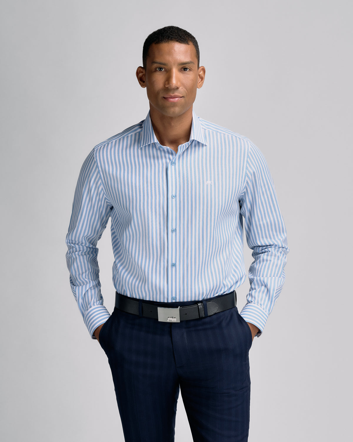 Bold Stripe Blue Shirt