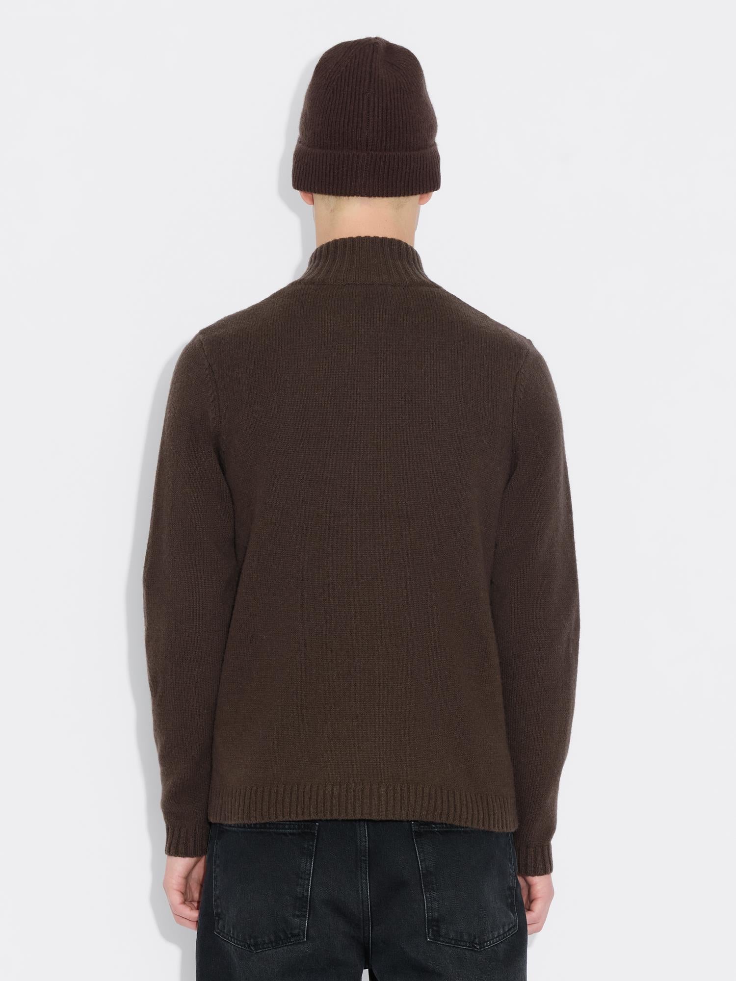 M. Wool Zip Cardigan - Dk.Brown