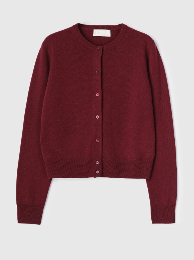 Classic Wool Cardigan Burgundy