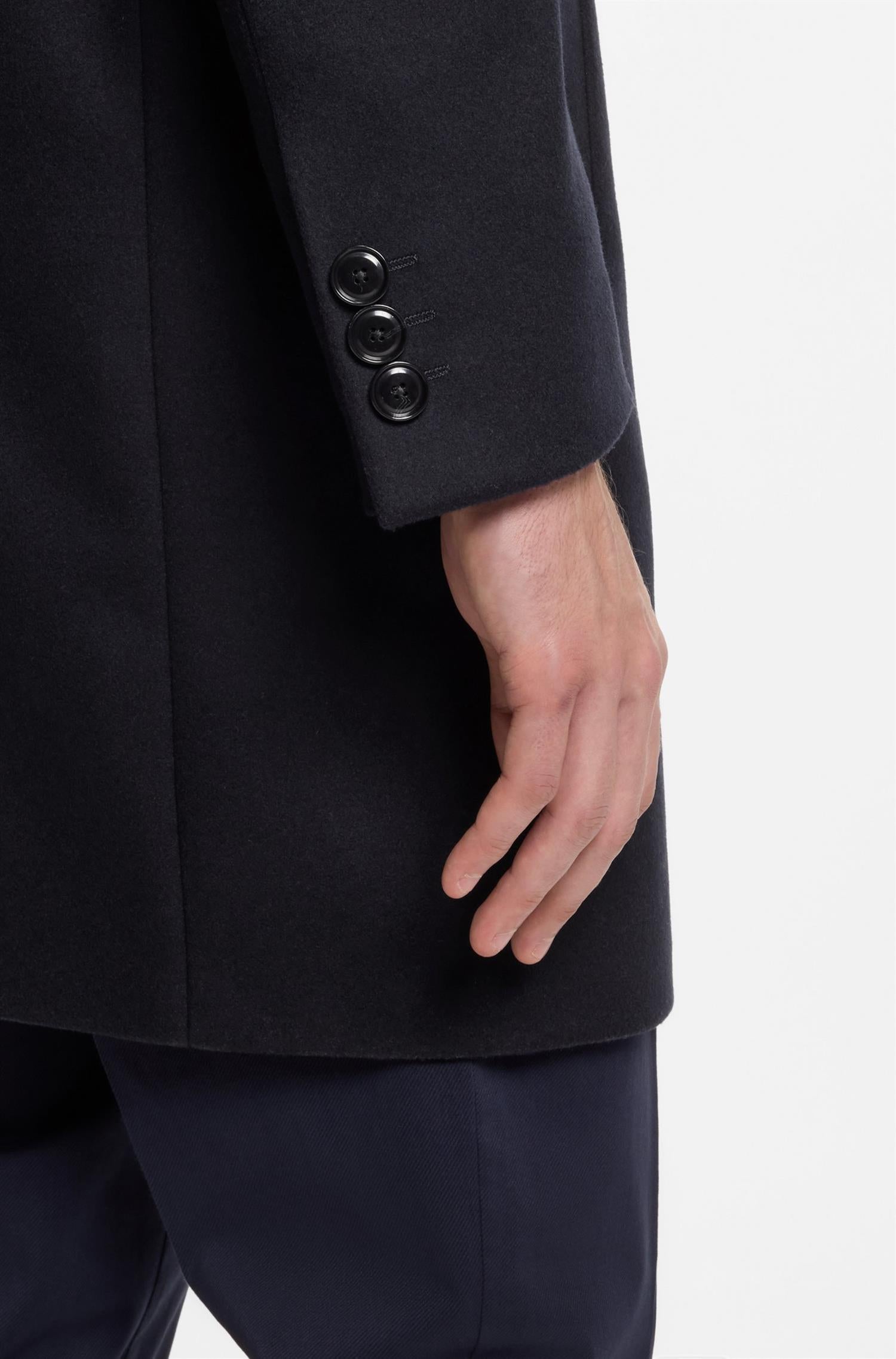 H-Hyde Formal Coat In Wool And Cashmere Navy