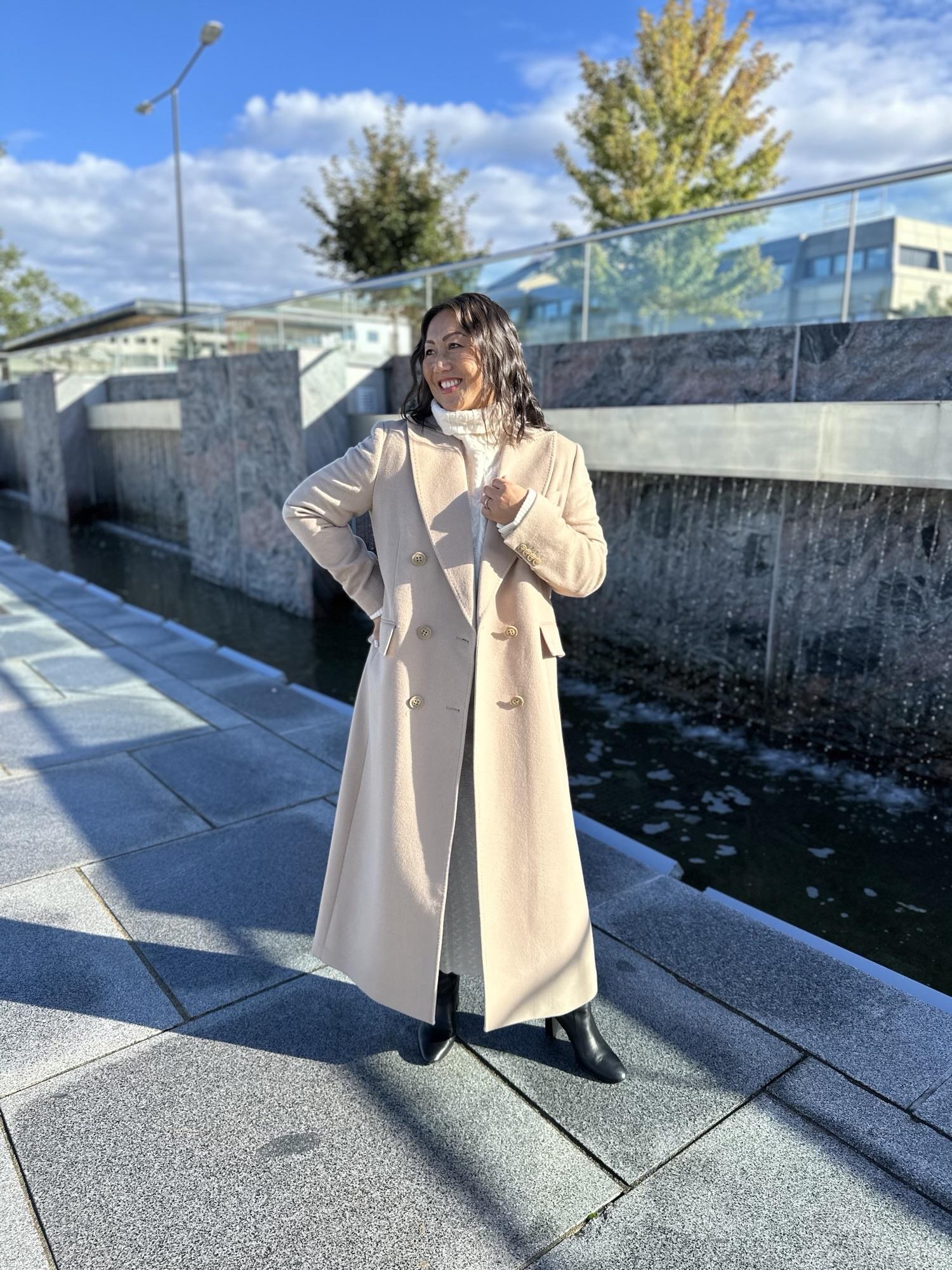 Cashmere Coat W Sedum X Long Light Camel