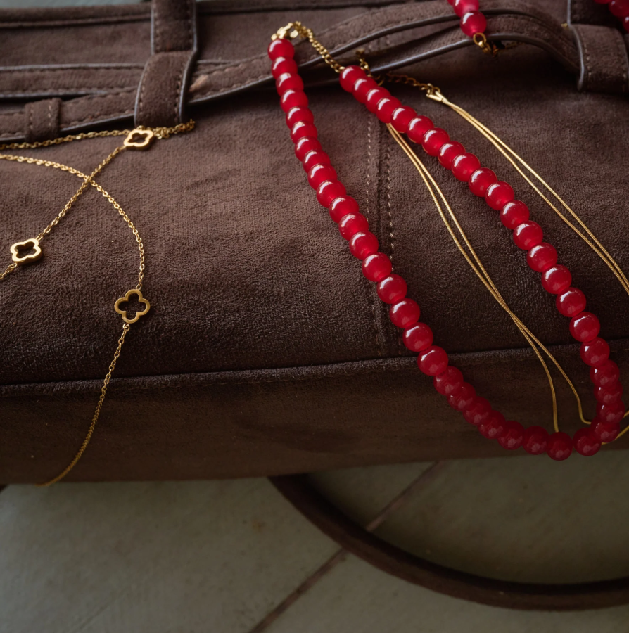 Silvia - Double Chain snake chain necklace stainless steel - gold