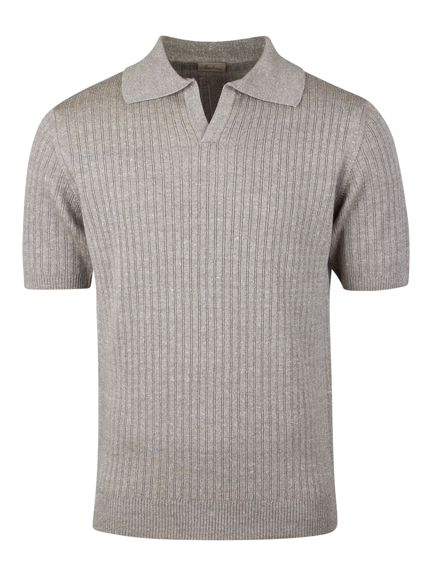 Polo Shirt Knitted Ribbed Linen / Merino Wool Light brown