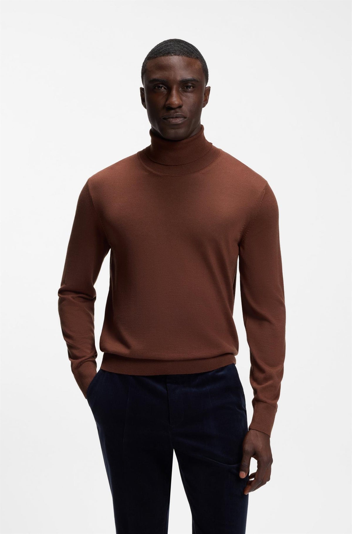 Musso Rollneck Sweater In Extra Fine Merino Wool Orange