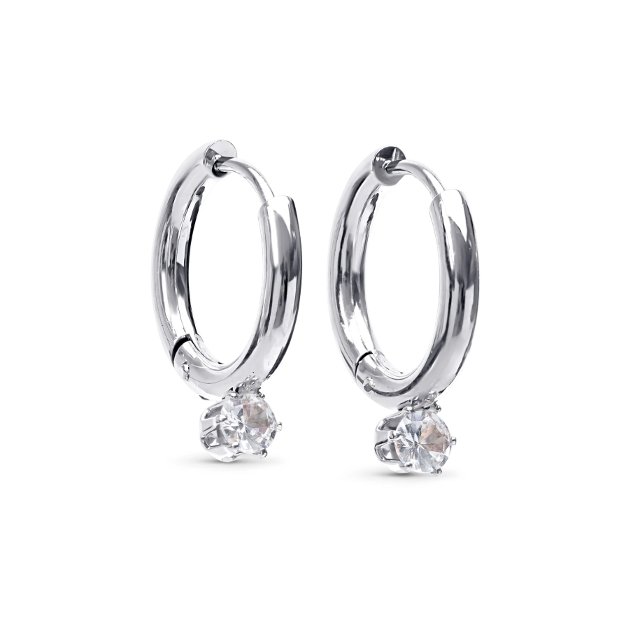 Oline - crystal Hoop Earrings stainless steel silver