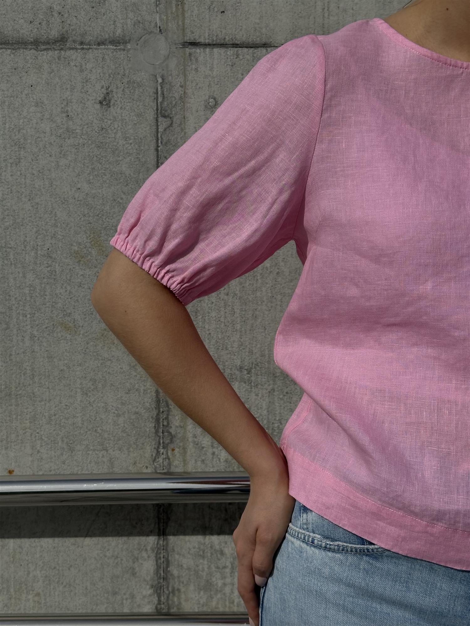 Rose linen Top Pink