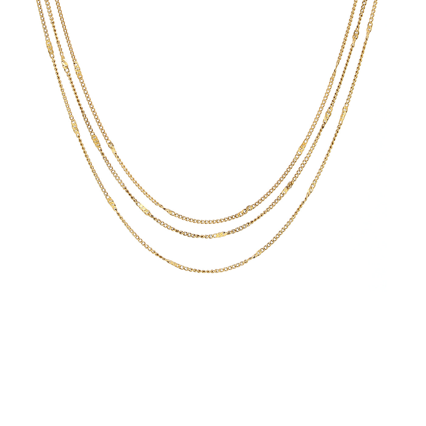 MIKA-MULTI CHAIN NECKLACE STAINLESS STEEL-GOLD