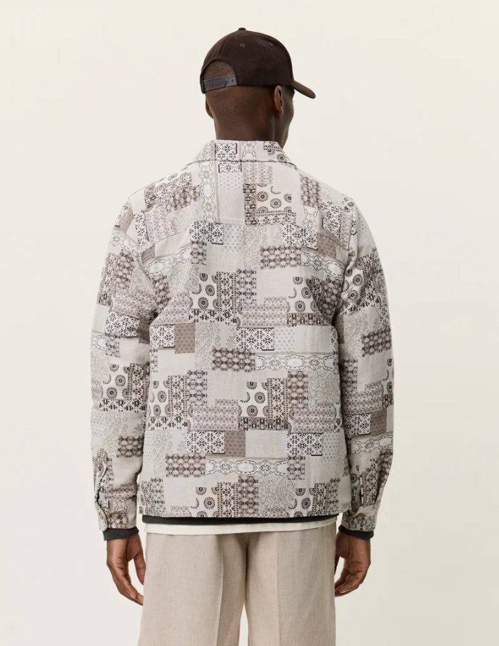 Layton Patchwork Jacquard Overshirt Light Sand