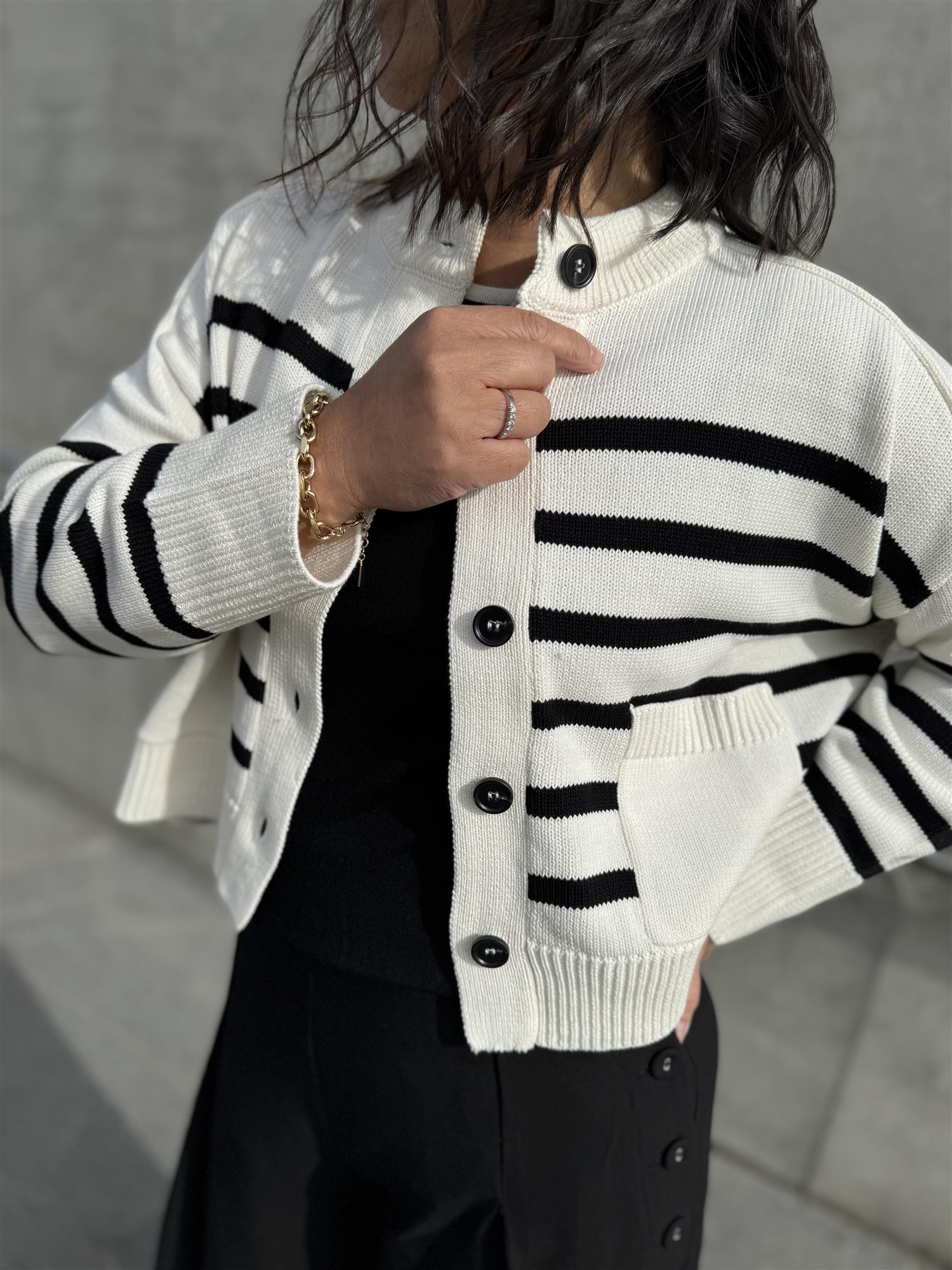 CARDIGAN MED STRIPER