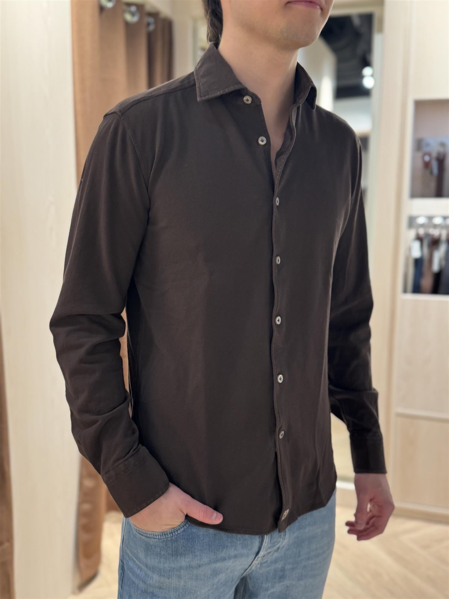Jersey Piquet Shirt TJ08 Dark Brown