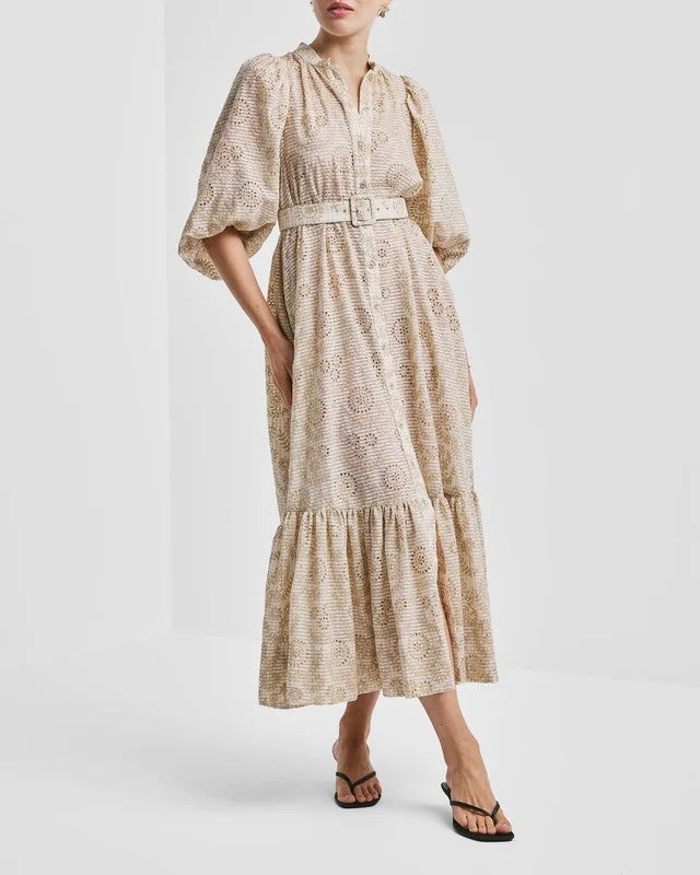 Checks Belt Dress Khaki