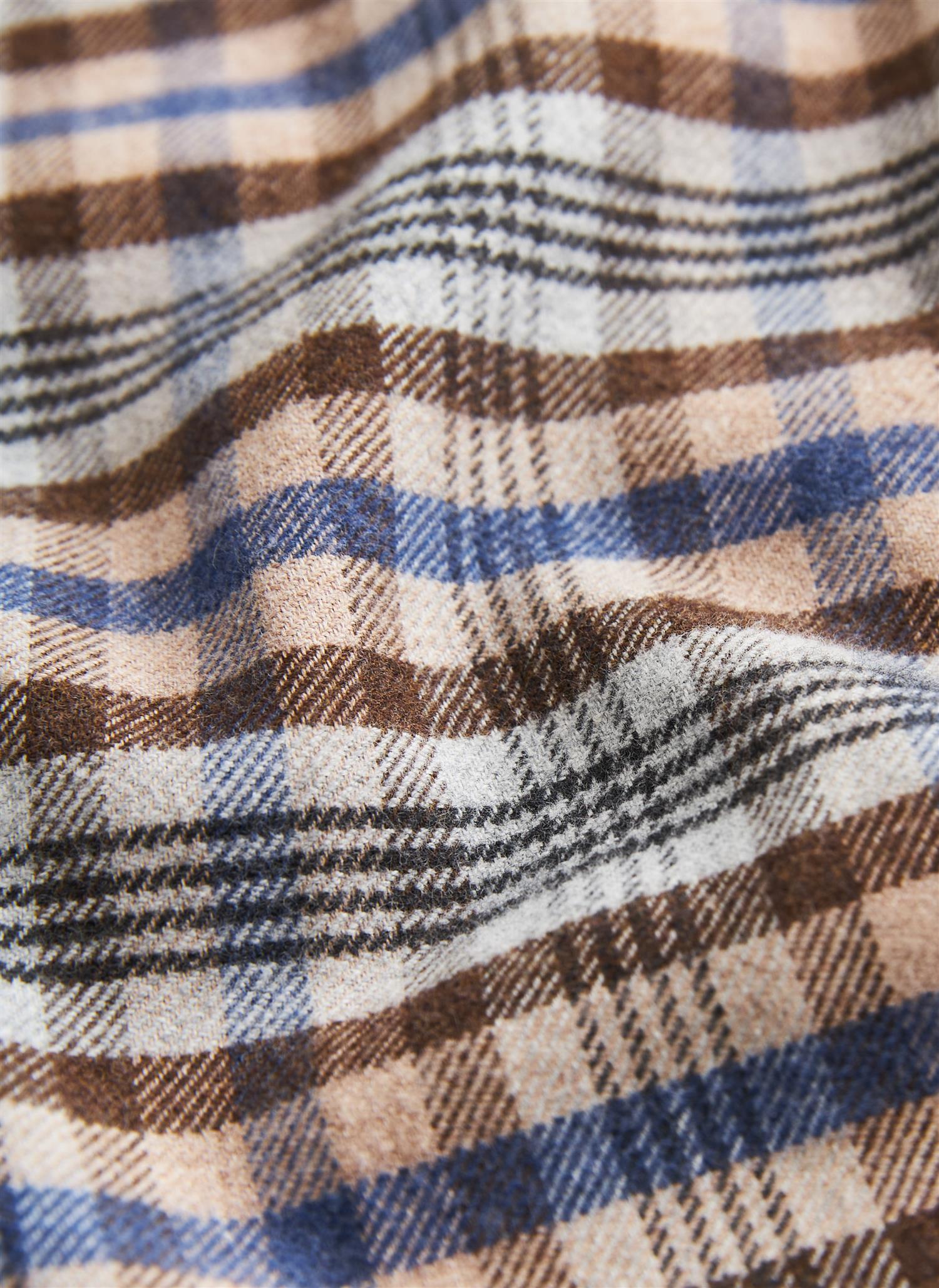 Flannel Check Shirt-Slim Fit Brown