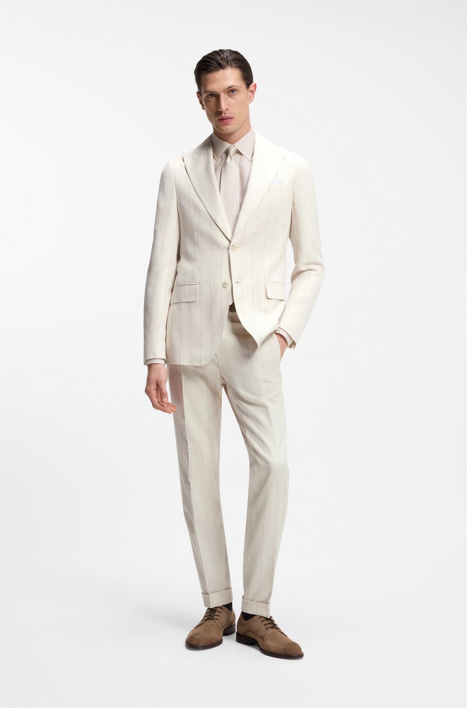 C-Huge Two-piece slim-fit suit in cotton and virgin wool